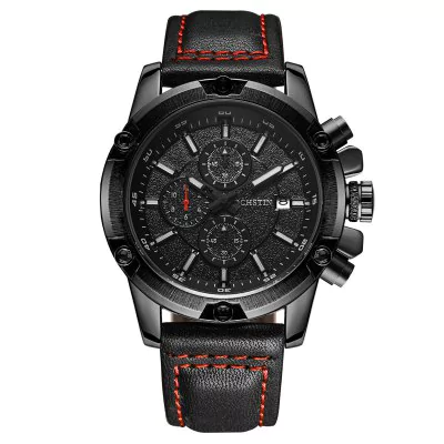 Men's waterproof quartz watch with leather strap OCHSTIN 075B