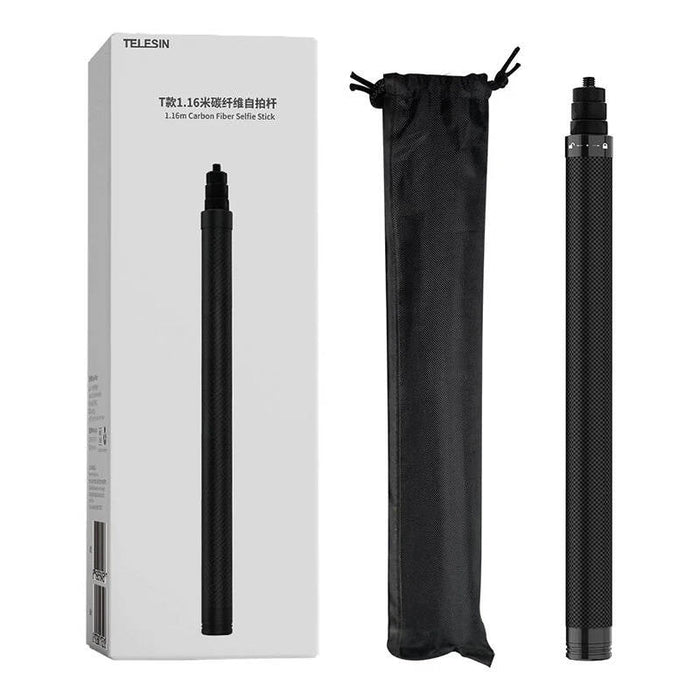 1.16m long Telesin carbon fiber selfie stick for sports cameras - Booms and selfie sticks<<<Mounts<<<Tripods<<<Selfie
