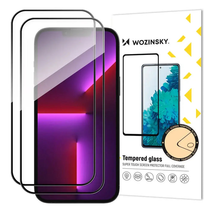 2 pcs. Full screen tempered glass with frame Case Friendly Wozinsky Full Glue iPhone 15 Pro Max - black - Cell phone