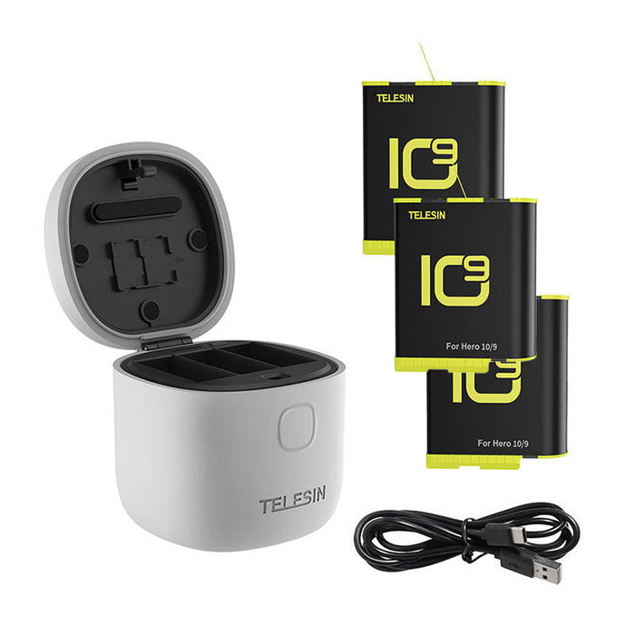 3-slot waterproof charger Telesin Allin box for GoPro Hero 9 / Hero 10 / Hero 11 / Hero 12 + 3 batteries