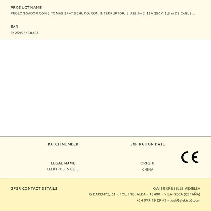 3-socket plugboard with power switch EDM 41822 White 3680 W 250 V 30 W (1,5 m) - Електроника Периферни и резервни