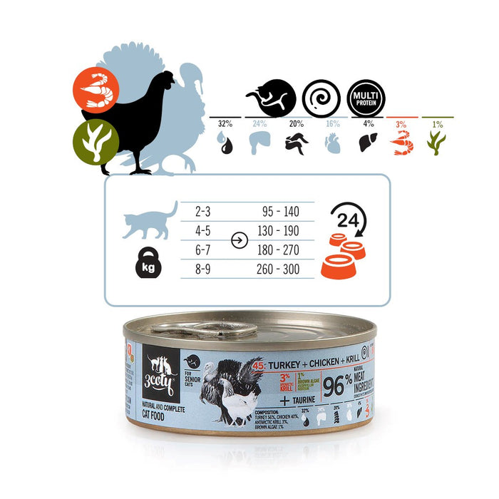 3COTY Turkey with chicken and krill Senior - wet cat food - 80g