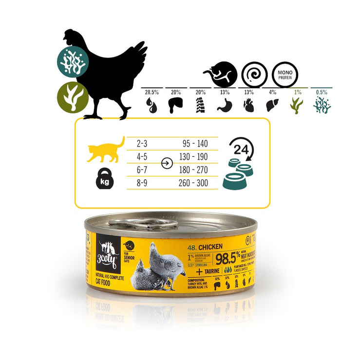 3COTY Chicken with spirulina Senior - wet cat food - 80g