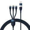 3in1 USB cable Baseus Flash Series 2 USB-C + micro USB + Lightning 100W 1.2m (blue) - Combo Cables<<<USB cables<<<GSM