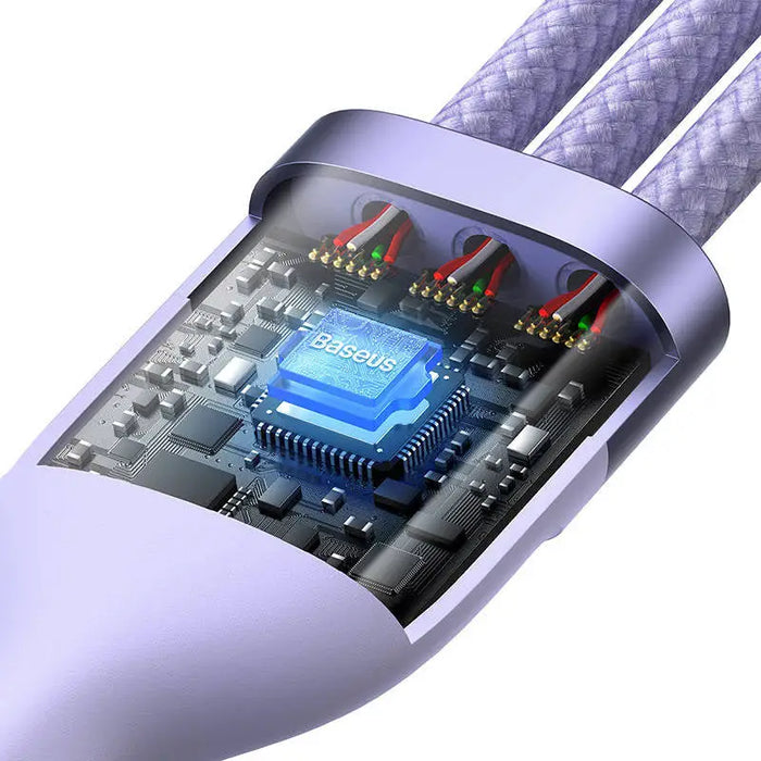 3in1 USB cable Baseus Flash Series 2 USB-C + micro USB + Lightning 100W 1.2m (purple) - Combo Cables<<<USB cables<<<GSM