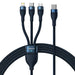 3in1 USB cable Baseus Flash Series 2 USB-C + micro USB + Lightning 100W 1.5m (blue) - Combo Cables<<<USB cables<<<GSM