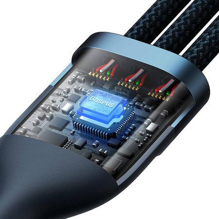 3in1 USB cable Baseus Flash Series USB-C + micro USB + Lightning 100W 1.2m (blue) - Combo Cables<<<USB cables<<<GSM