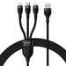 3in1 USB cable Baseus Flash Series USB-C + micro USB + Lightning 100W 1.2m (black) - Combo Cables<<<USB cables<<<GSM