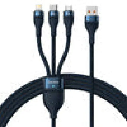 3in1 USB cable Baseus Flash Series USB-C + micro USB + Lightning 100W 1.2m (blue) - Combo Cables<<<USB cables<<<GSM
