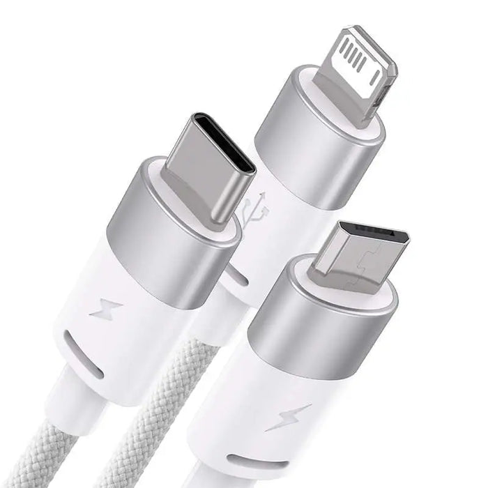 3in1 USB cable Baseus StarSpeed Series USB-C + Micro + Lightning 3,5A 1.2m (White) - Combo Cables<<<USB cables<<<GSM