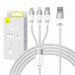 3in1 USB cable Baseus StarSpeed Series USB-C + Micro + Lightning 3,5A 1.2m (White) - Combo Cables<<<USB cables<<<GSM