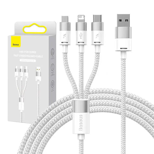 3in1 USB cable Baseus StarSpeed Series USB-C + Micro + Lightning 3,5A 1.2m (White) - Combo Cables<<<USB cables<<<GSM