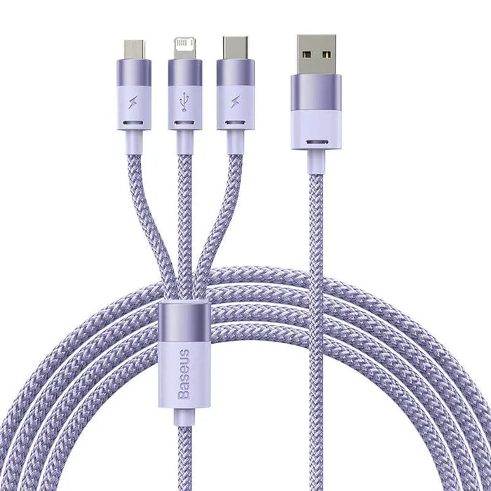 3in1 USB cable Baseus StarSpeed Series USB-C + Micro + Lightning 3,5A 1.2m (Purple) - Combo Cables<<<USB cables<<<GSM