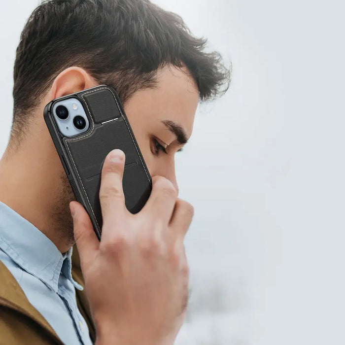 3in1 Wallet Case with Stand for iPhone 15 MagSafe RFID Blocking Dux Ducis Rafi Mag - Black - Cell phone cases