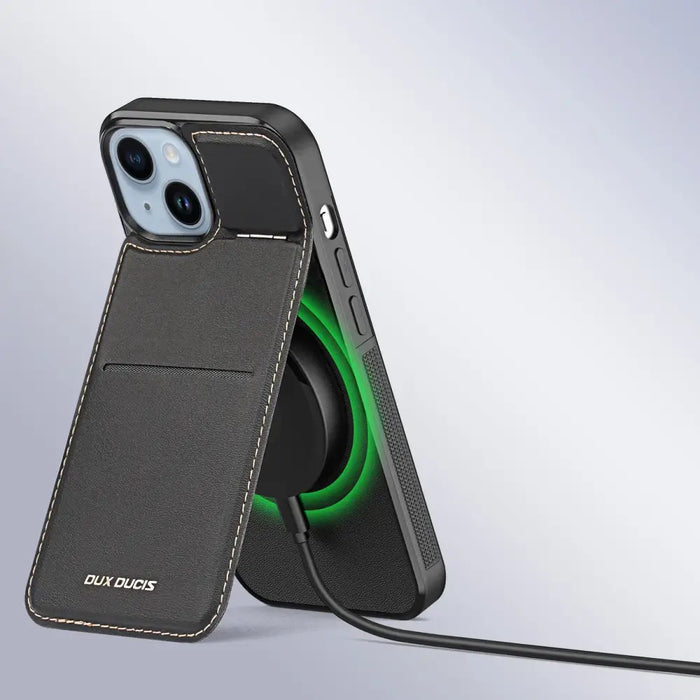 3in1 Wallet Case with Stand for iPhone 15 MagSafe RFID Blocking Dux Ducis Rafi Mag - Black - Cell phone cases