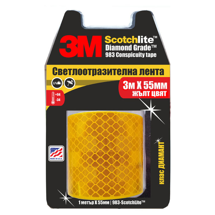 SELF-ADHESIVE YELLOW REFLECTIVE TAPE 3M Diamond Grade 983 3 m / 55 mm