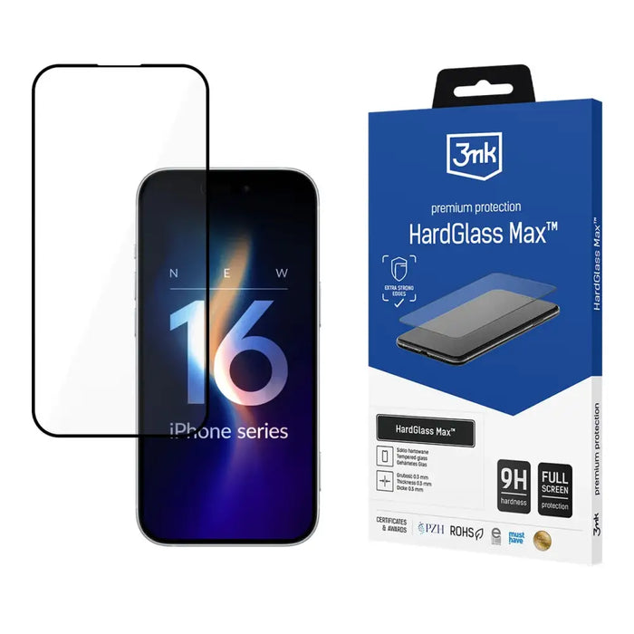 3mk HardGlass Max Tempered Glass with Black Frame for iPhone 16 Pro - Cell phone tempered glass<<<HurtelXML