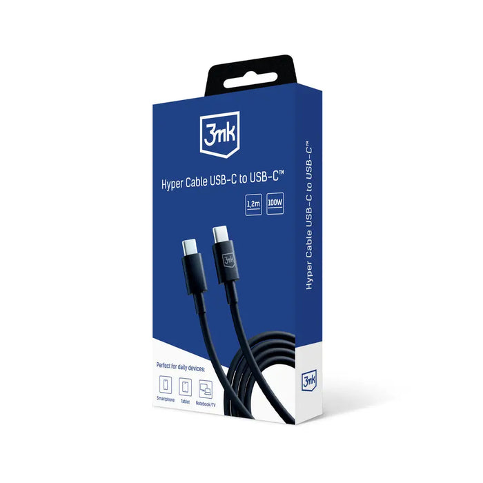 3mk Hyper Cable USB-C / USB-C 100W 1.2m - Black - *Kategoria tymczasowa<<<HurtelXML