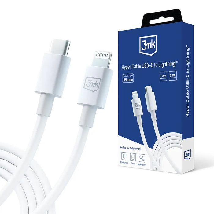 3mk Hyper Cable USB-C / Lightning 20W 1.2m - white - *Kategoria tymczasowa<<<HurtelXML
