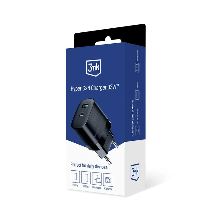 3mk Hyper Charger GaN 33W USB-C USB-A wall charger - black - *Kategoria tymczasowa<<<HurtelXML
