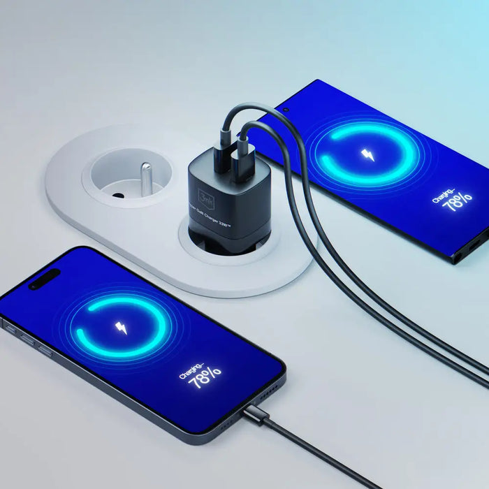 3mk Hyper Charger GaN 33W USB-C USB-A wall charger - black - *Kategoria tymczasowa<<<HurtelXML