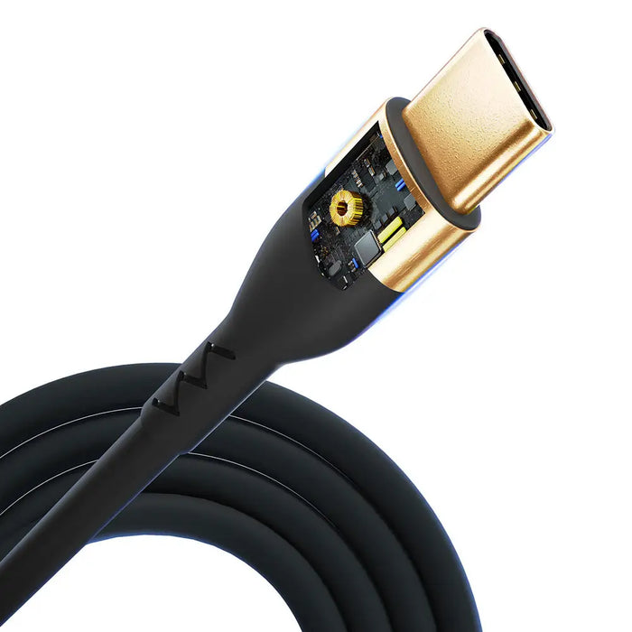 3mk Hyper Silicone Cable USB-C / USB-C 100W 2m - Black - Cell phone cables<<<HurtelXML