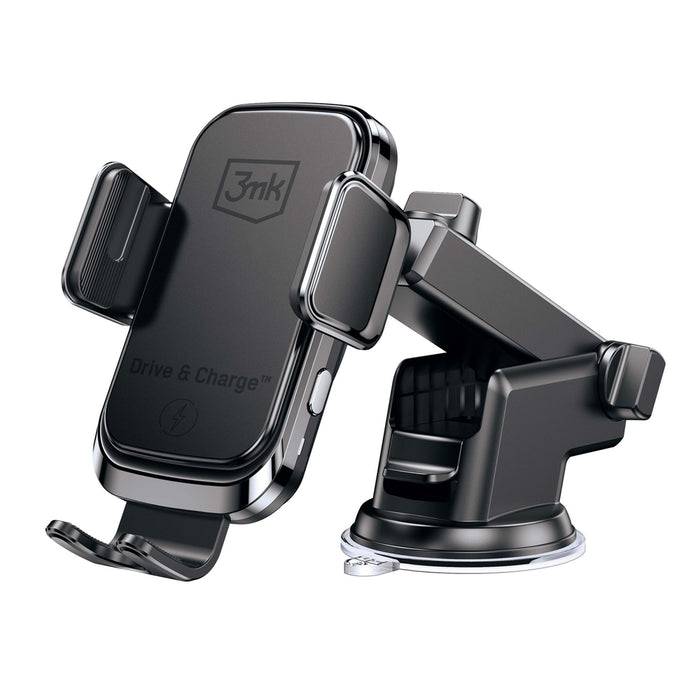3mk Drive &amp; Charge car phone holder for grille/window/cockpit with inductive charger - black