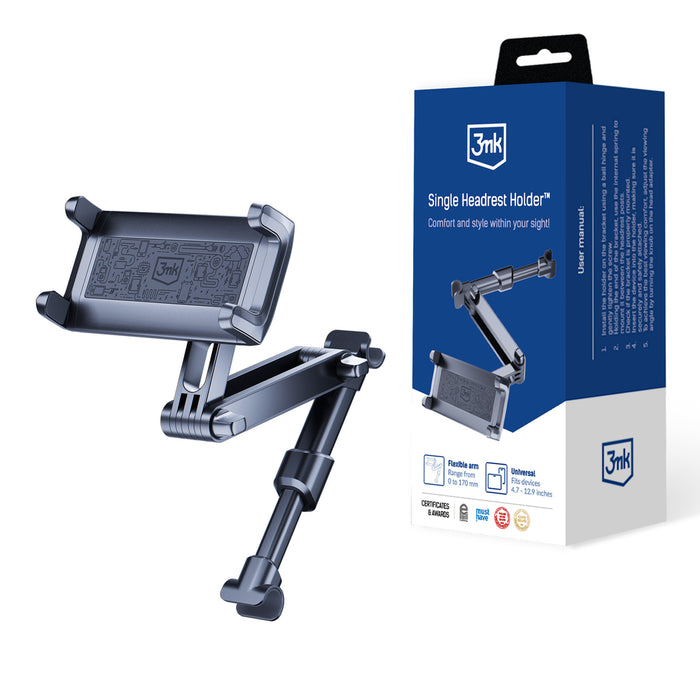 3mk Single Headrest Car phone holder for a single headrest - black