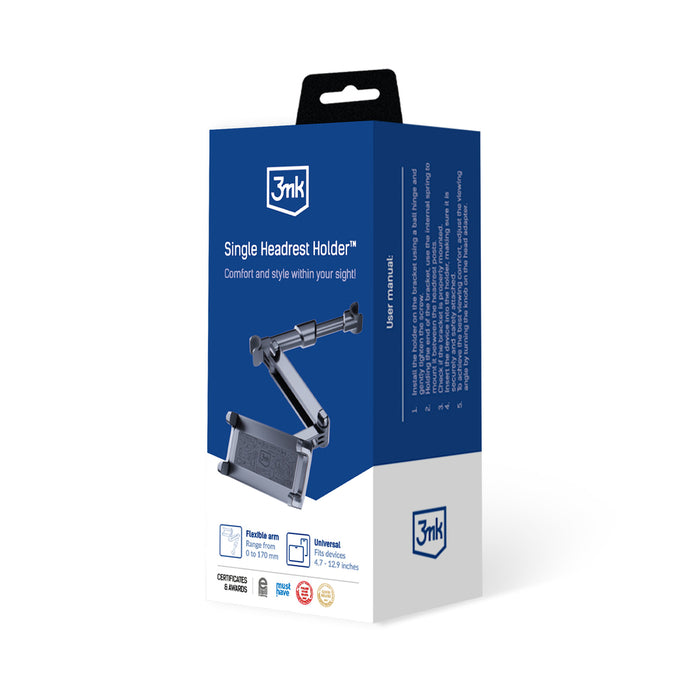 3mk Single Headrest Car phone holder for a single headrest - black