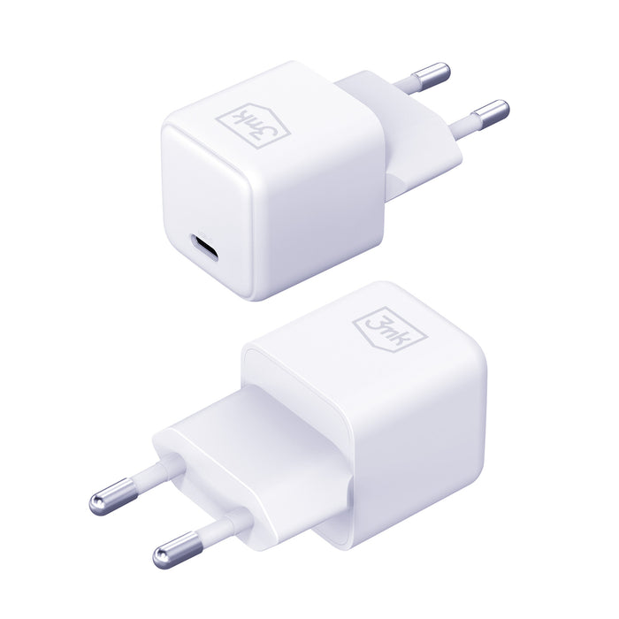 3mk Hyper Charger PD GaN 25W Wall Charger with USB-C Cable - White