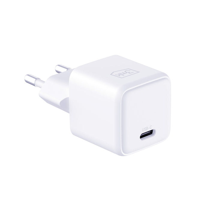 3mk Hyper Charger PD GaN 25W Wall Charger with USB-C Cable - White