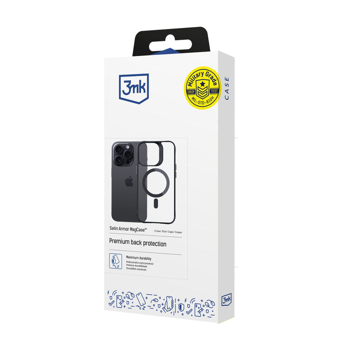 3mk Satin Armor MagCase with MagSafe for iPhone 14 Pro Max - Clear with Black Frame