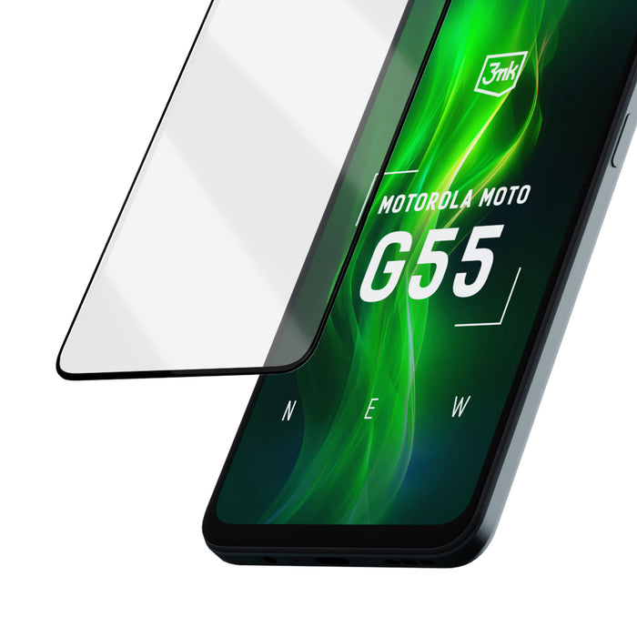 Tempered glass 3mk HardGlass Max Lite Black for Motorola Moto G55 5G
