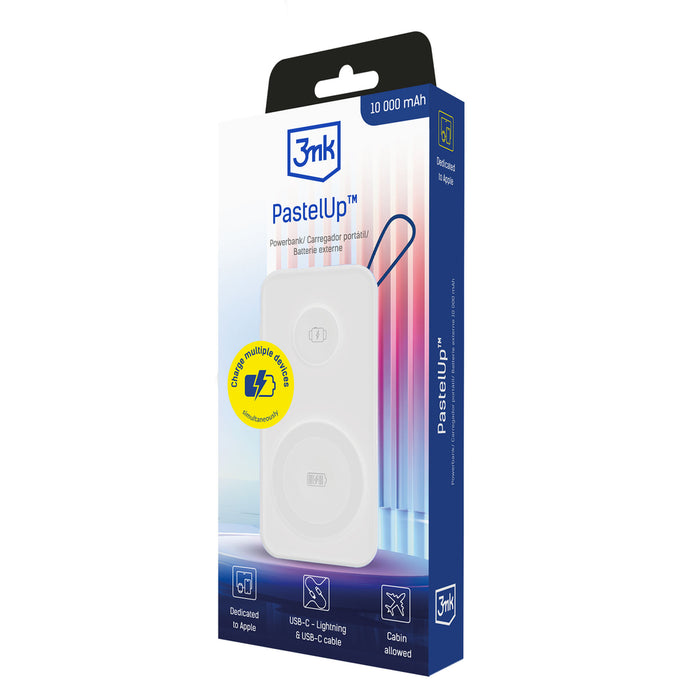 Powerbank 3mk PastelUp 10,000mAh 22.5W USB 1A1C - white
