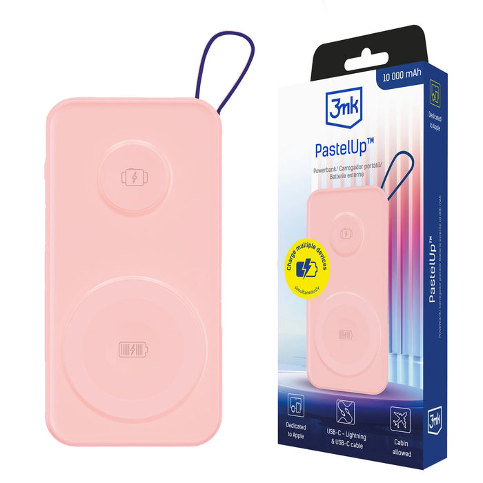 Powerbank 3mk PastelUp 10,000mAh 22.5W USB 1A1C - pink