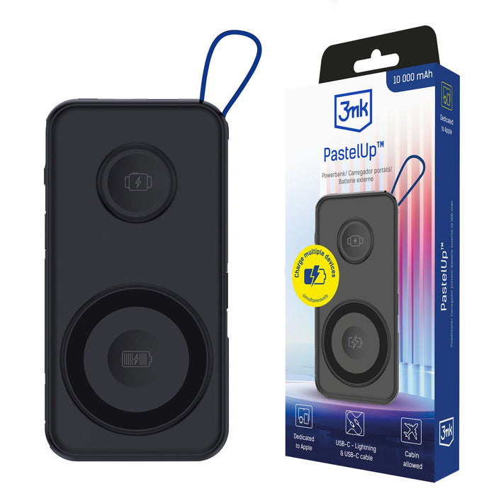 Powerbank 3mk PastelUp 10,000mAh 22.5W USB 1A1C - black