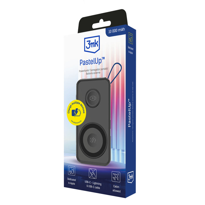 Powerbank 3mk PastelUp 10,000mAh 22.5W USB 1A1C - black