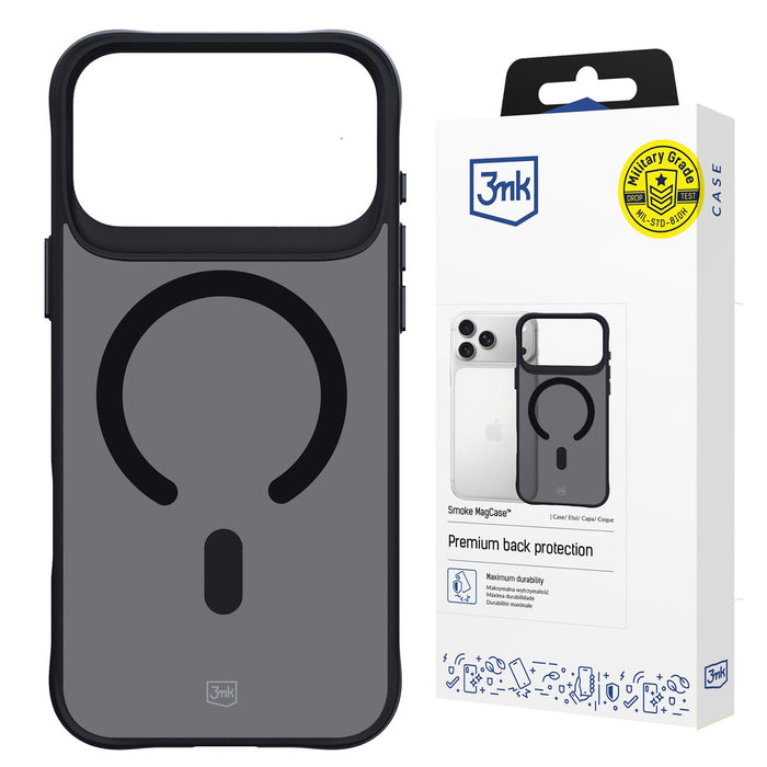 3mk Smoke MagCase for iPhone 17 Pro Max - Black Semi-Transparent