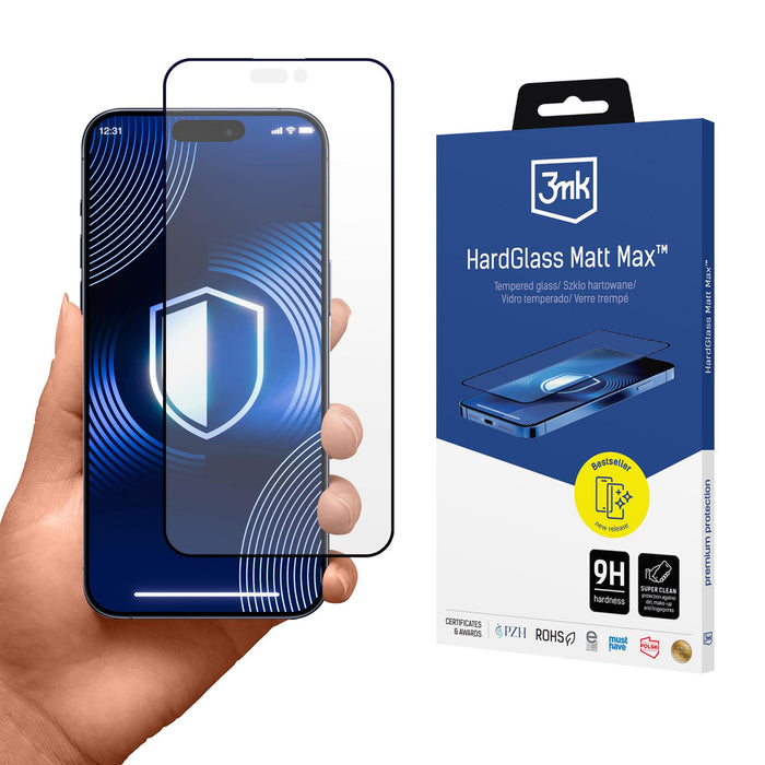 Matte tempered glass 3mk HardGlass Matt Max for Apple Iphone 17 Pro