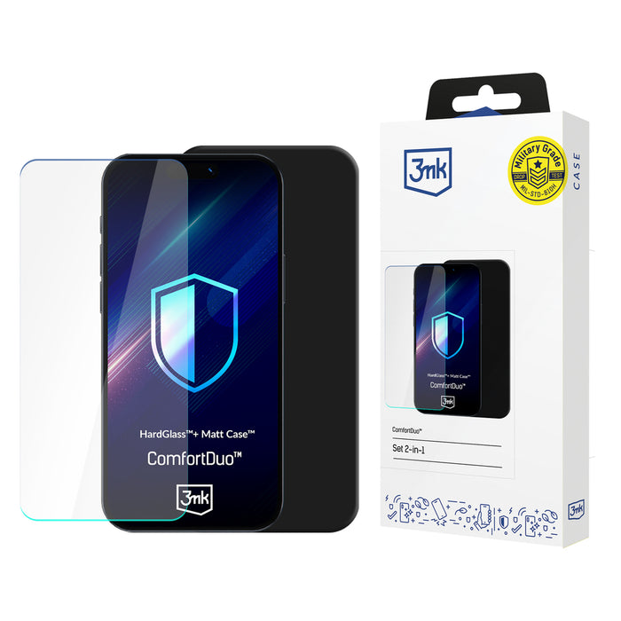 3mk ComfortDuo Matt Black MagCase protective set case + glass for Samsung Galaxy S25 - matt black