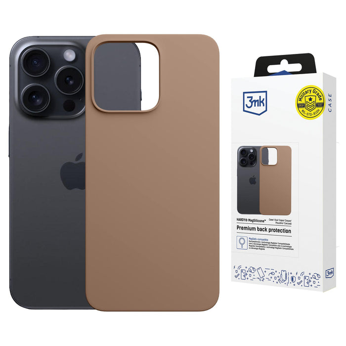 3mk Hardy MagSilicone Case for iPhone 15 Pro Max - Brown