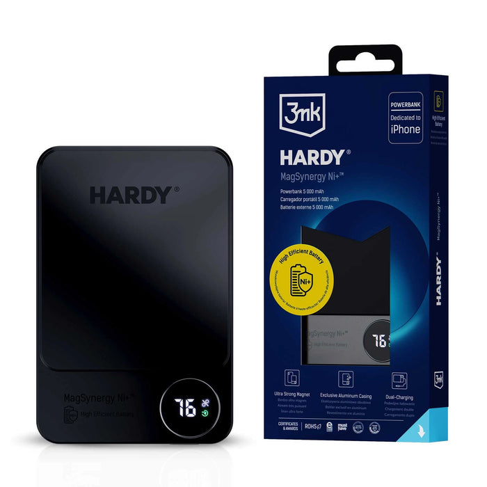 Powerbank 3mk HARDY MagSynergy Ni+ 5,000mAh 22.5W USB 1C1L - black