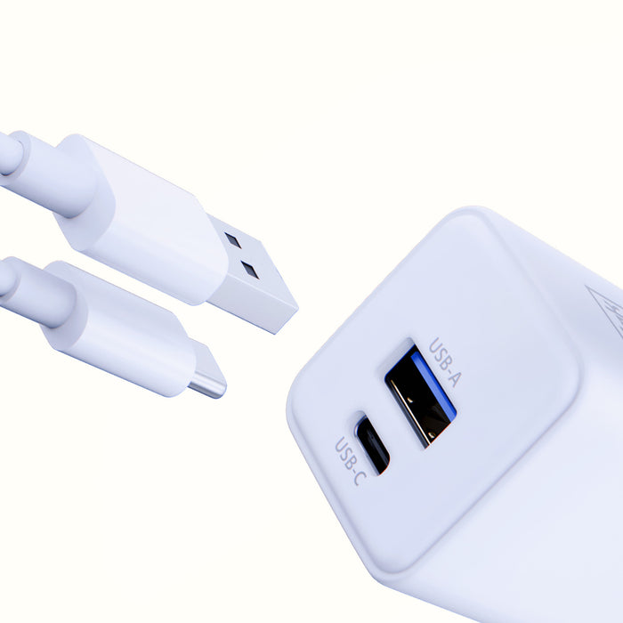 3mk Hyper GaN Charger 20W QC4+ PD PPS USB-C USB-A Wall Charger - White