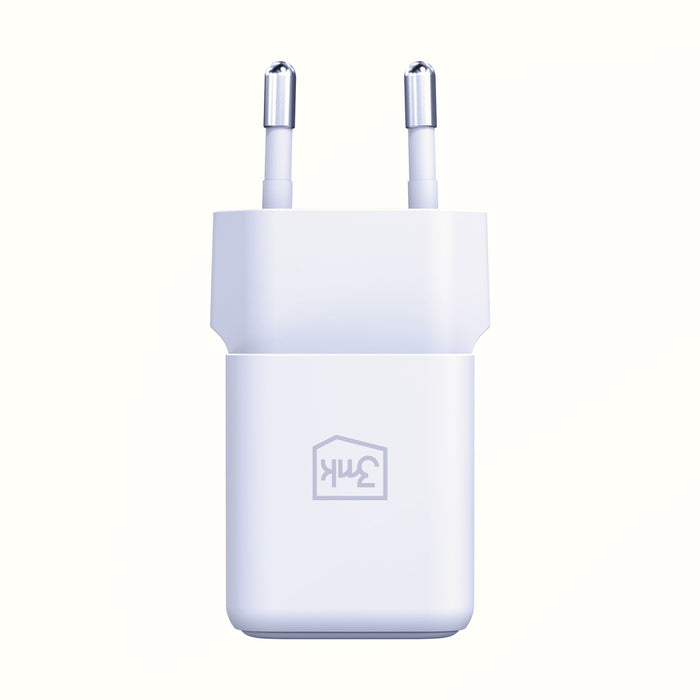 3mk Hyper GaN Charger 20W QC4+ PD PPS USB-C USB-A Wall Charger - White