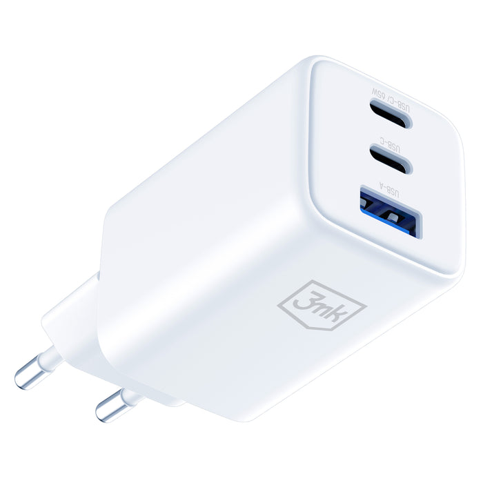 USB-C USB-A 3mk Hyper GaN PD Charger 65W™ - White
