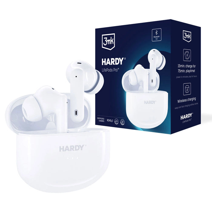 Wireless headphones with ANC 3mk HARDY LifePods Pro - white
