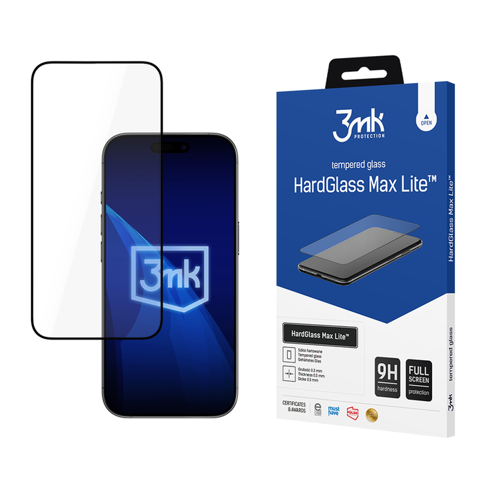 3mk HardGlass Max Lite Black Tempered Glass for iPhone 17 Pro Max