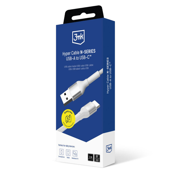 3mk Hyper Cable N-SERIES USB-A / USB-C 1m 9V/2A 18W / white