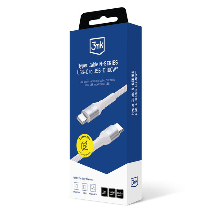 3mk Hyper Cable 3mk Hyper Cable N-SERIES USB-C / USB-C 1m 20V/5A 100W / white