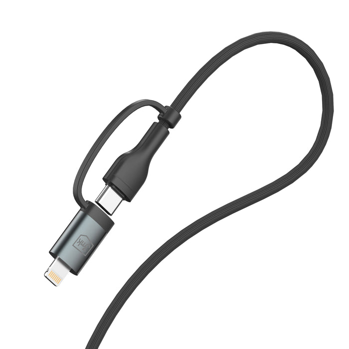 3mk Hyper Cable N-SERIES 2 in 2 USB-A / USB-C and USB-C / Lightning 1.2m QC 3.0 9V/2A 60W - black